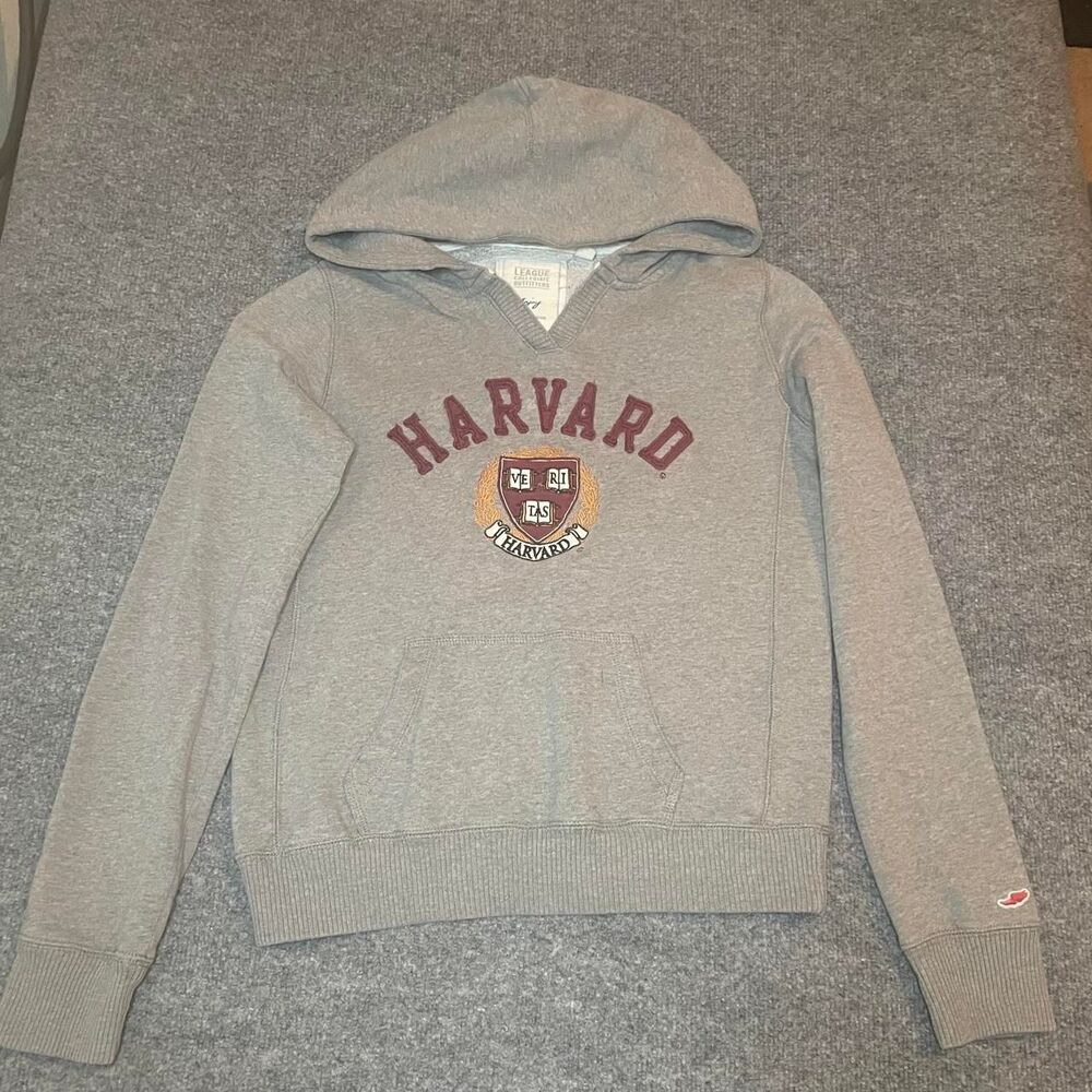 Vintage Harvard Stitched Gray Sweatshirt Hoodie